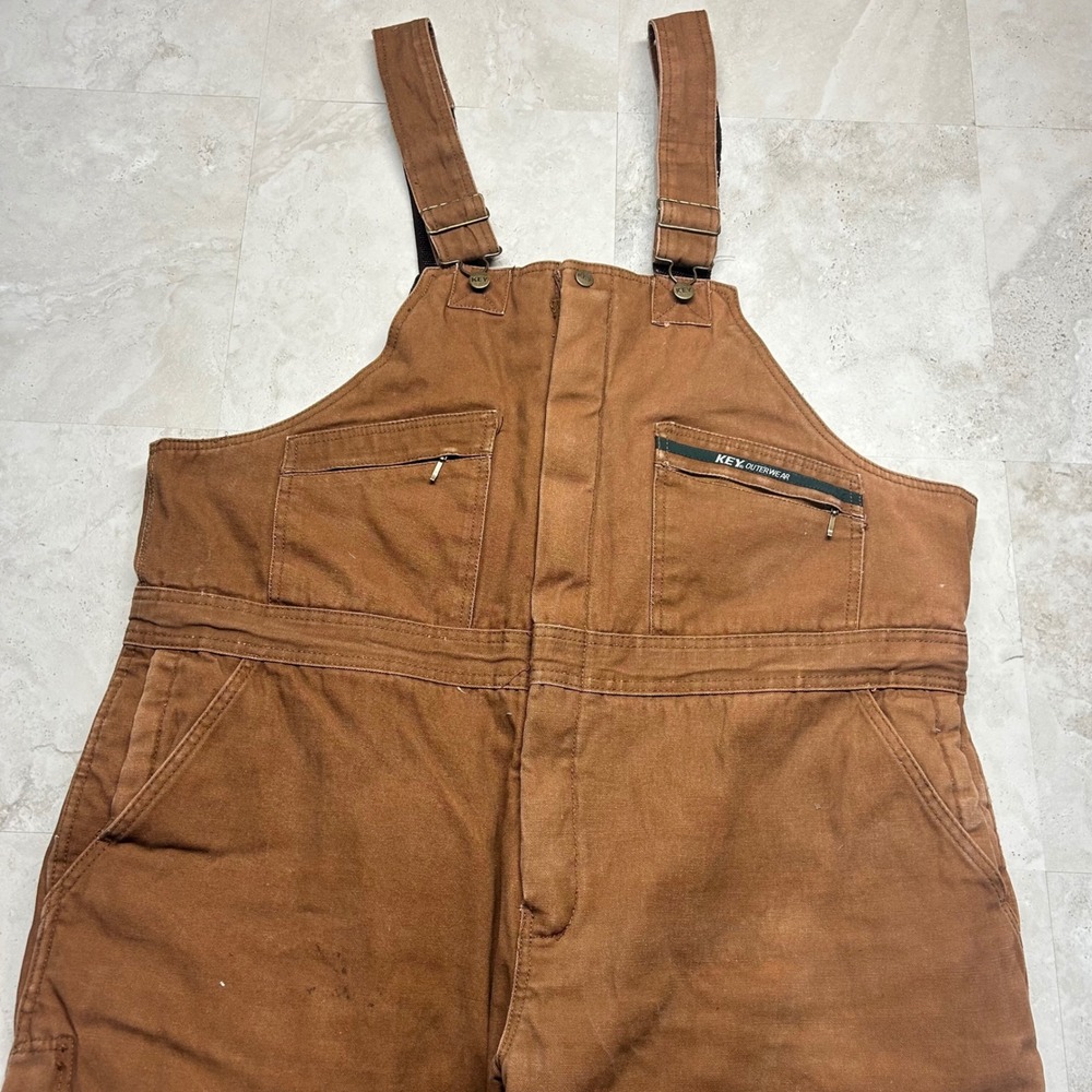 Key Industries Insulated Duck Canvas Bib Overalls Brown Mens XLS Workwear